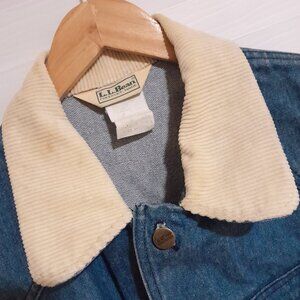 Vintage L.L Bean Light Blue Denim & Corduroy Barn Coat sz Medium